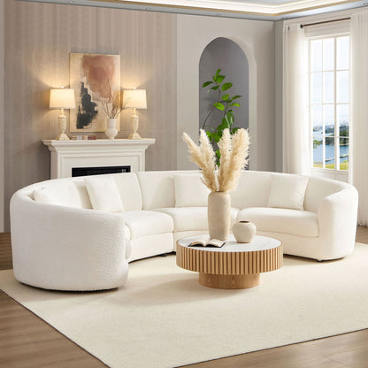 Monroe Curved Mid-Century Modern Sofa | 4-Seater | Beige