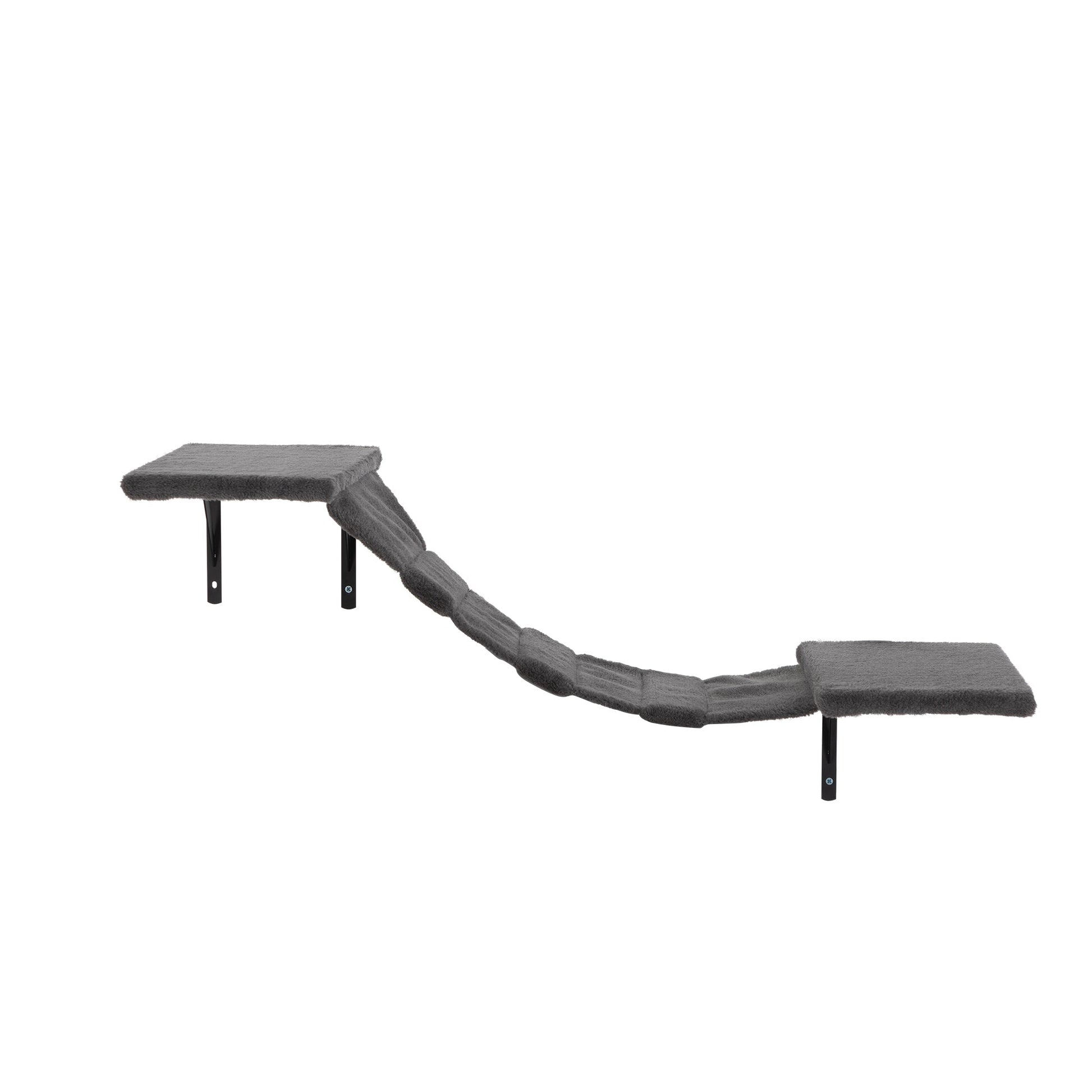 5 Pcs Multi-Level Wall-Mounted Indoor Cat Tree Furniture with Scratching Board, Condo, Perches, Bridge for Indoor Cats, Gray - Groovy Boardz