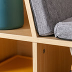 6-Cubby Kids Bookcase with Reading Nook and Cushion, Multi-Purpose Storage Organizer for Bedroom, Living Room, Natural - Groovy Boardz