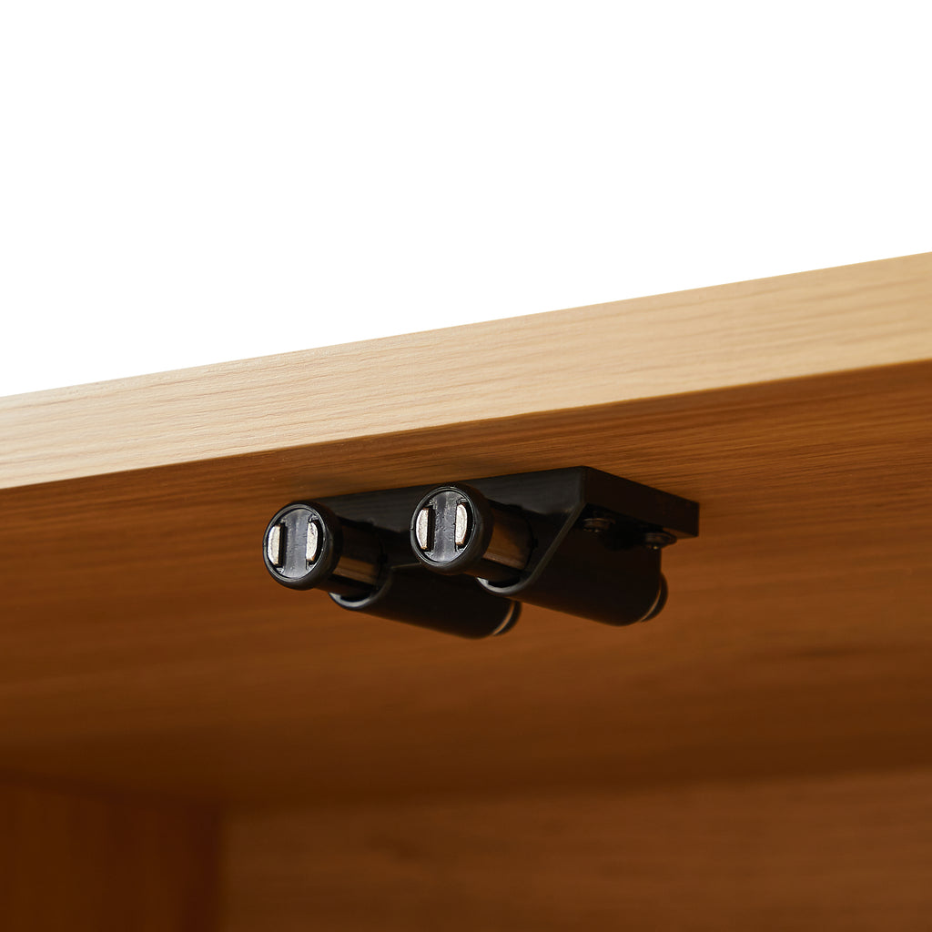 64-inch wave shaped TV stand, rounded corner sideboard, storage cabinet, buffet, wood vertical striped cabinet with rattan doors for kitchen/bedroom/entryway. Natural, 64''W x 15''D x 31.5''H