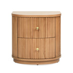 Valentine 24' 2-Drawer Storage Side Table, Natural Brown Beech Wood