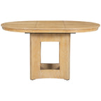 TOPMAX Farmhouse Extendable Round Dining Table Set for 4, 5-Piece Kitchen Table Set with 4 Upholstered Chairs and 16inch Removable Leaf for Small Places, Natural+Beige Dining Table Set