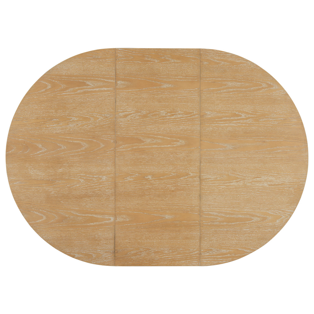 TOPMAX Farmhouse Extendable Round Dining Table Set for 4, 5-Piece Kitchen Table Set with 4 Upholstered Chairs and 16inch Removable Leaf for Small Places, Natural+Beige Dining Table Set