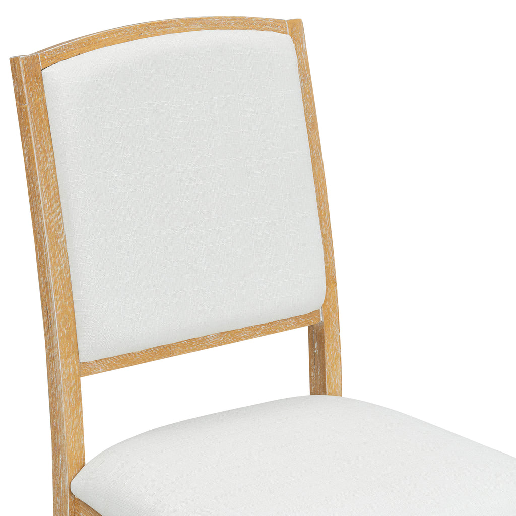 TOPMAX Farmhouse Extendable Round Dining Table Set for 4, 5-Piece Kitchen Table Set with 4 Upholstered Chairs and 16inch Removable Leaf for Small Places, Natural+Beige Dining Table Set