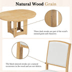 TOPMAX Farmhouse Extendable Round Dining Table Set for 4, 5-Piece Kitchen Table Set with 4 Upholstered Chairs and 16inch Removable Leaf for Small Places, Natural+Beige Dining Table Set