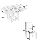 TOPMAX Farmhouse Extendable Round Dining Table Set for 4, 5-Piece Kitchen Table Set with 4 Upholstered Chairs and 16inch Removable Leaf for Small Places, Natural+Beige Dining Table Set