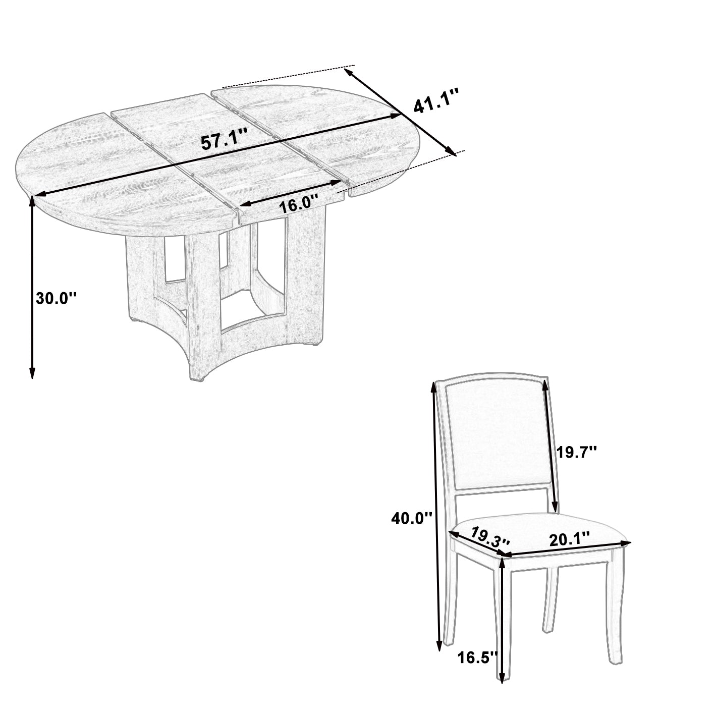 TOPMAX Farmhouse Extendable Round Dining Table Set for 4, 5-Piece Kitchen Table Set with 4 Upholstered Chairs and 16inch Removable Leaf for Small Places, Natural+Beige Dining Table Set