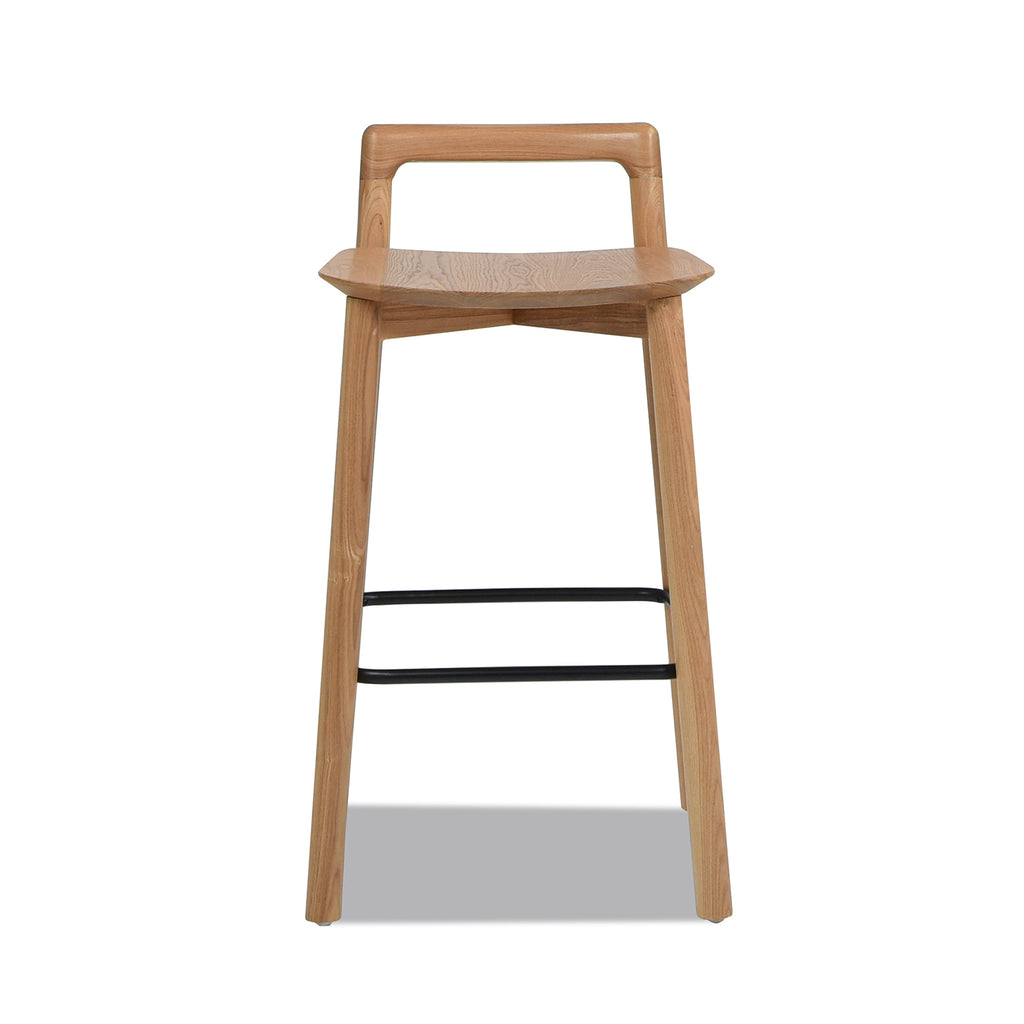 Sven 26.5' Modern Minimalist Low Back Wood Counter Stool, Natural Blonde Ash Wood