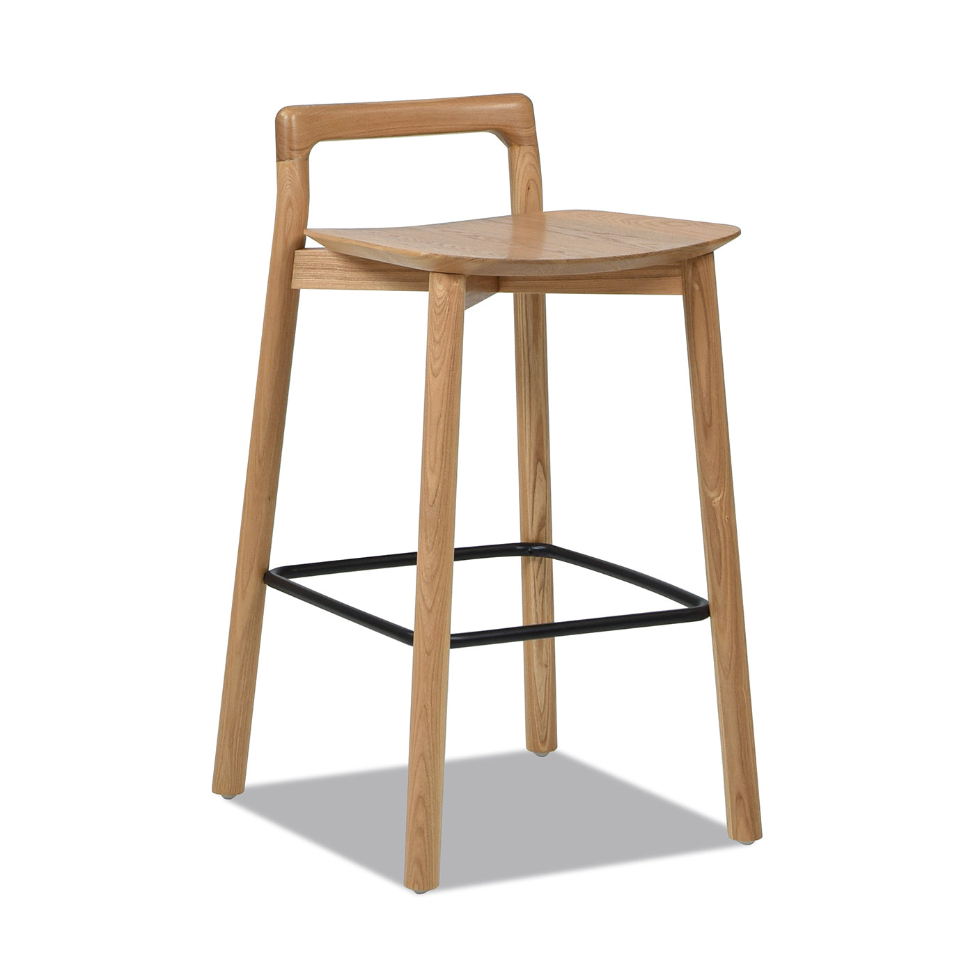 Sven 26.5' Modern Minimalist Low Back Wood Counter Stool, Natural Blonde Ash Wood