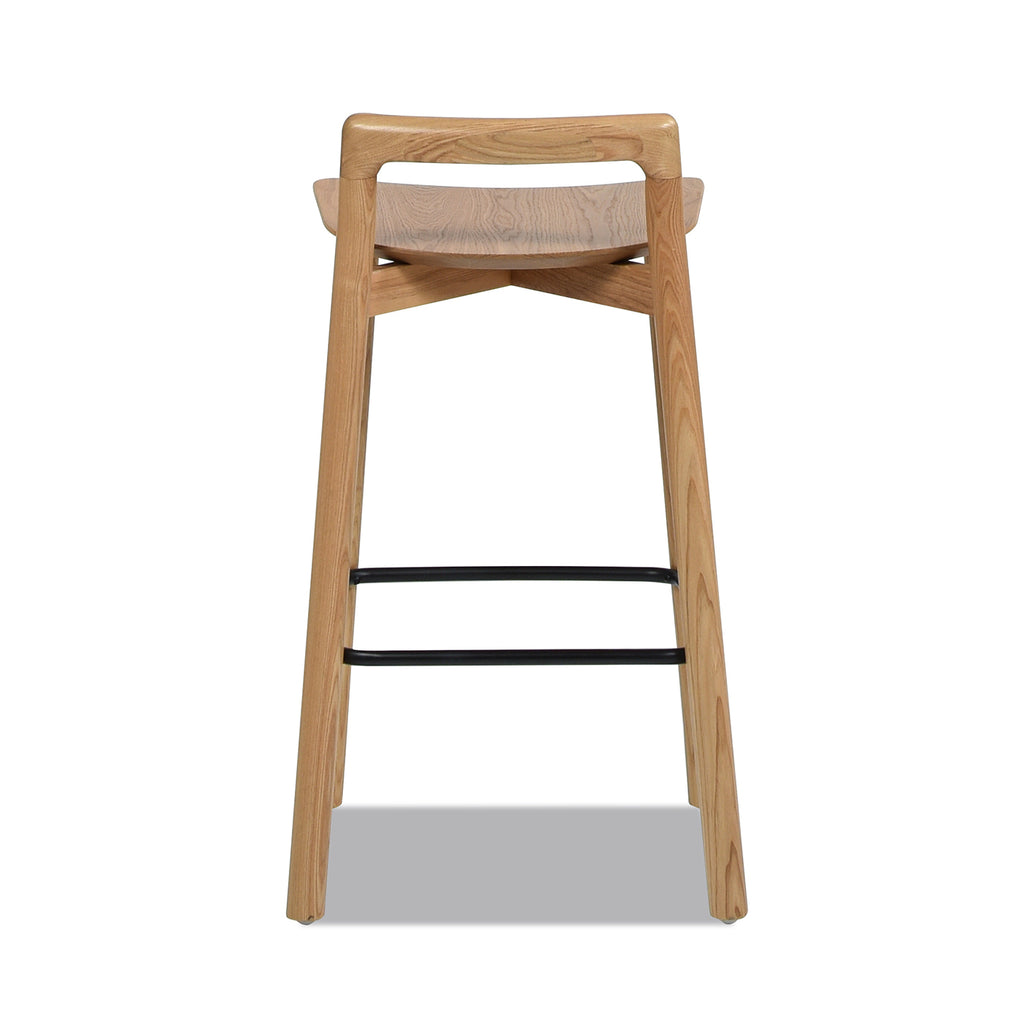 Sven 26.5' Modern Minimalist Low Back Wood Counter Stool, Natural Blonde Ash Wood