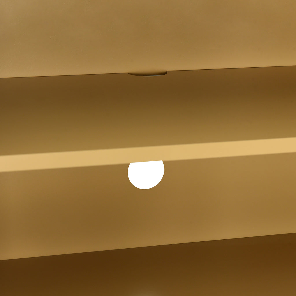 TREXM Bohemian Style Rattan Buffet Storage Cabinet with Solid Wood Frame, Sideboard with 3-position Adjustable Shelves for Living & Dining Rooms, No-Handle Push-to-Open Design (Natural)