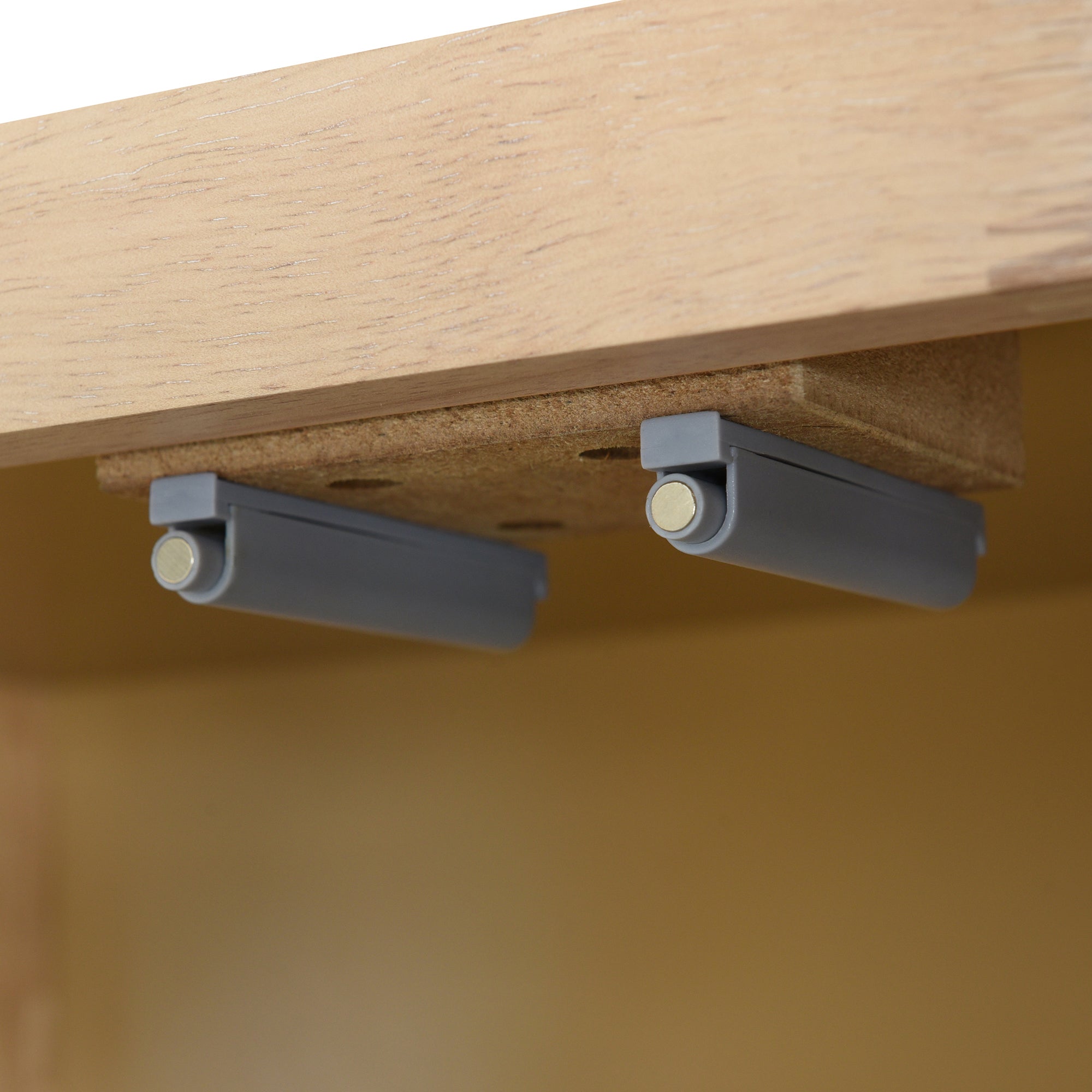 TREXM Bohemian Style Rattan Buffet Storage Cabinet with Solid Wood Frame, Sideboard with 3-position Adjustable Shelves for Living & Dining Rooms, No-Handle Push-to-Open Design (Natural)