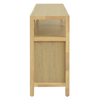 TREXM Bohemian Style Rattan Buffet Storage Cabinet with Solid Wood Frame, Sideboard with 3-position Adjustable Shelves for Living & Dining Rooms, No-Handle Push-to-Open Design (Natural)