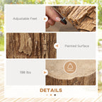 HOMCOM Tree Stump Stool, Decorative Side Table with Round Tabletop, Concrete End Table with Wood Grain Finish, for Indoors and Outdoors, Natural