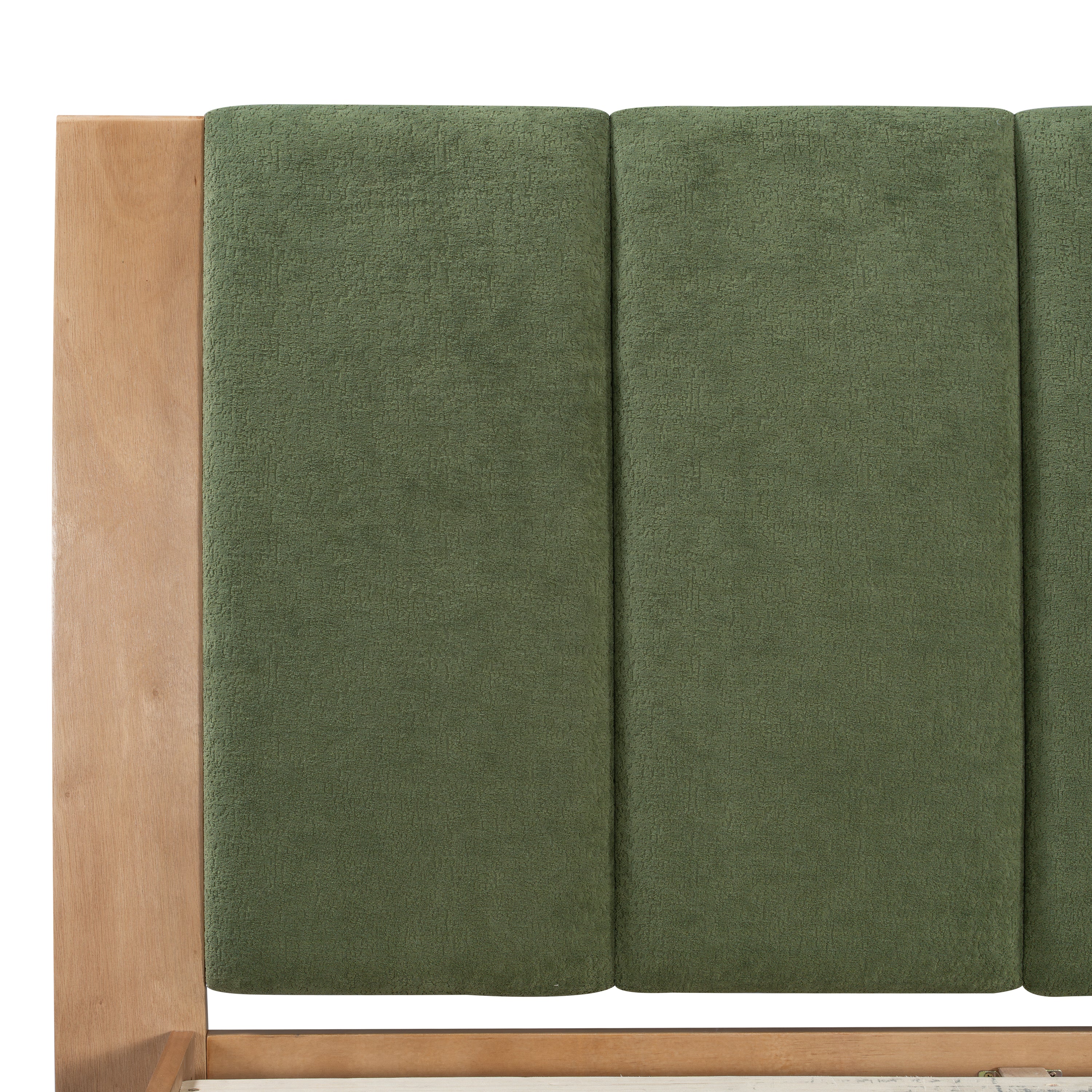 Premium Pine Wood Queen Bed Frame,Queen Size Bed Frame with Headboard Included,Mid Century Modern Bed,Natural&Green Color Bed Frame