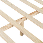 Premium Pine Wood Queen Bed Frame,Queen Size Bed Frame with Headboard Included,Mid Century Modern Bed,Natural&Green Color Bed Frame