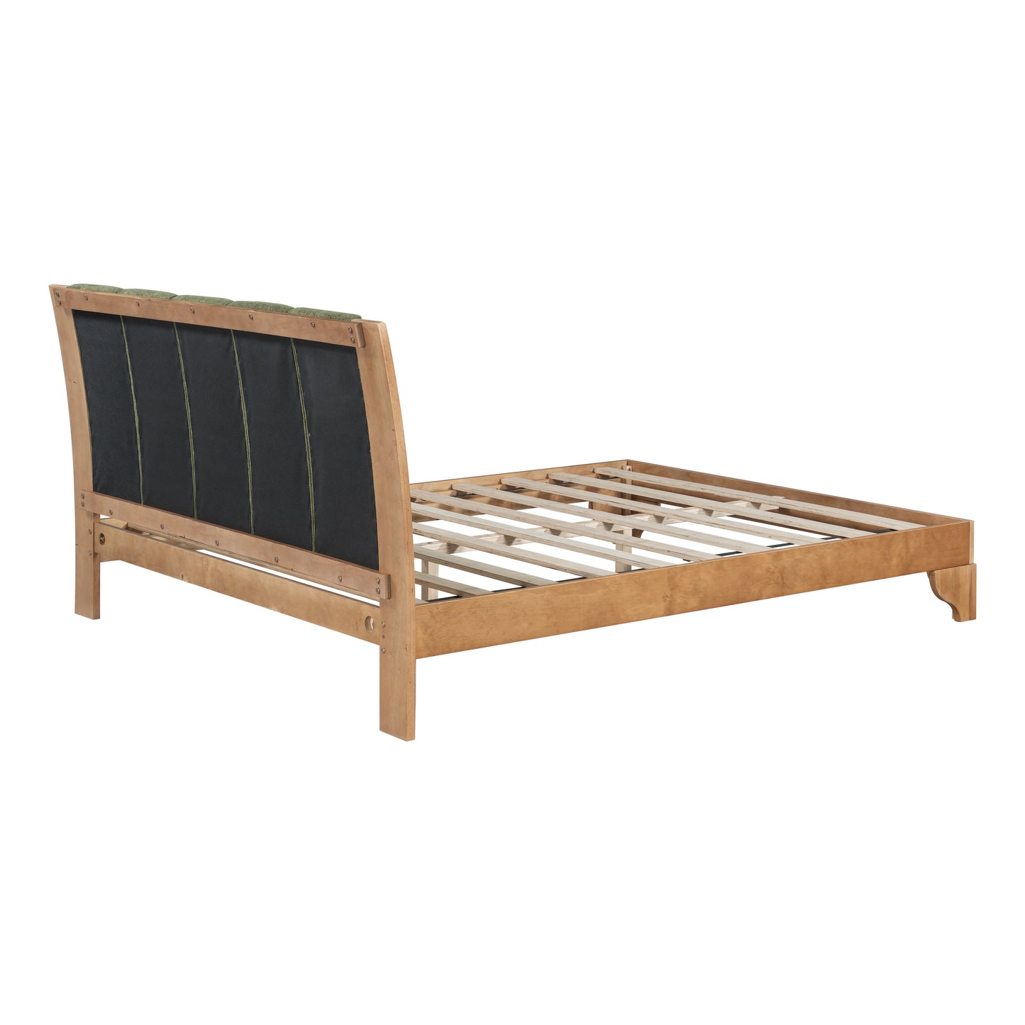 Premium Pine Wood Queen Bed Frame,Queen Size Bed Frame with Headboard Included,Mid Century Modern Bed,Natural&Green Color Bed Frame