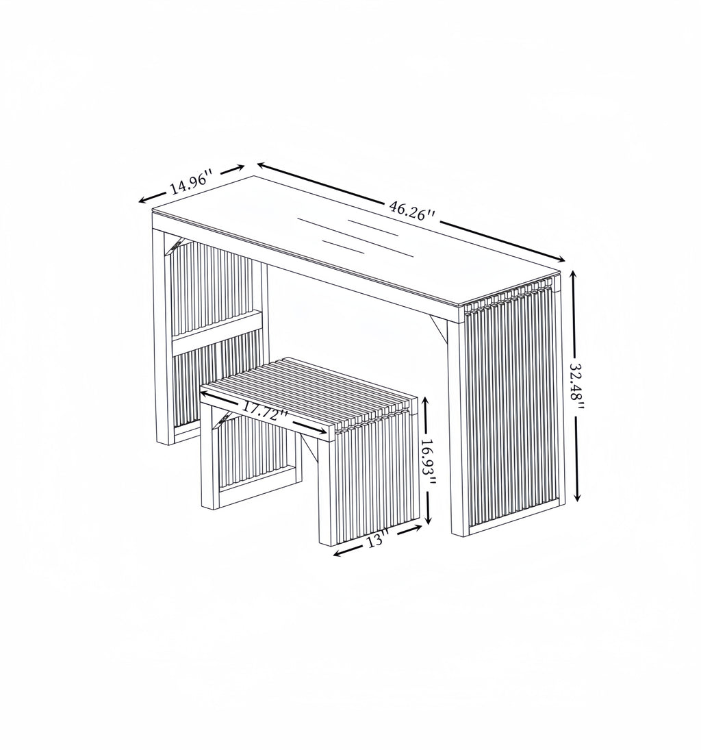 Pine Dining Bench and Table, Indoor Wood Bench for Entryway,Living Room,Kitchen and Bedroom Table and Bench Set (Nature, Bench & Table) Small Tempered glass included