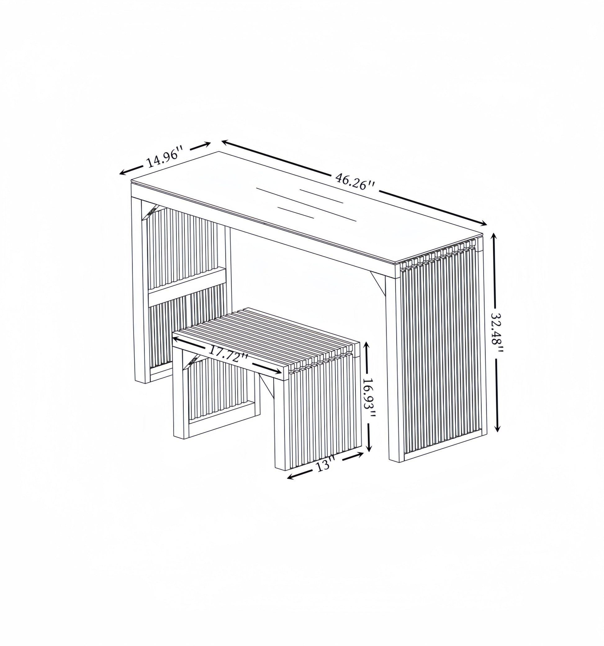 Pine Dining Bench and Table, Indoor Wood Bench for Entryway,Living Room,Kitchen and Bedroom Table and Bench Set (Nature, Bench & Table) Small Tempered glass included