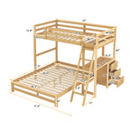 Twin over Full Bunk Bed with Built-in Desk and Three Drawers,Natural(old sku: SM000709AAD)