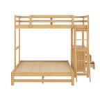 Twin over Full Bunk Bed with Built-in Desk and Three Drawers,Natural(old sku: SM000709AAD)