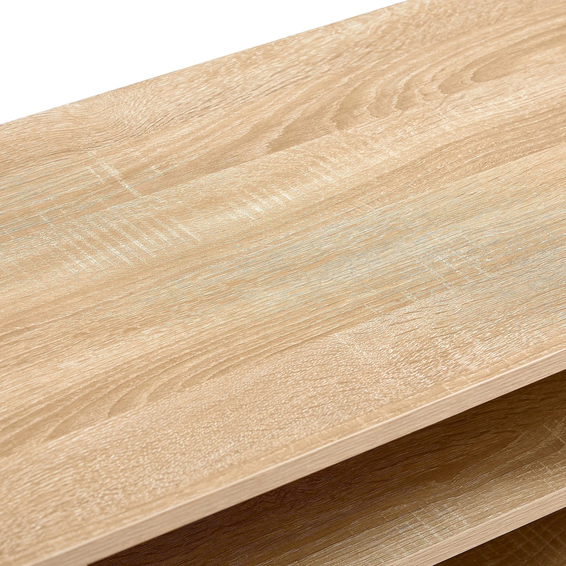 55.12" Rattan TV cabinet, double sliding doors for storage, adjustable shelf, solid wood legs, TV console for living room ,natural - Groovy Boardz