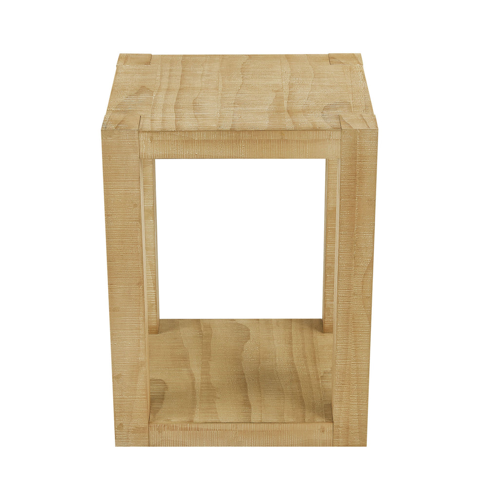 14 Inch Side Table,Rectangular MDF Coffee Table for Living Room,Bedroom,Modern Design End Table for Apartment,Natural Color End Table
