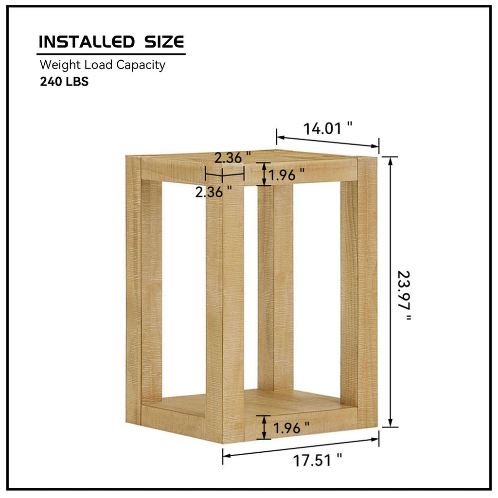 14 Inch Side Table,Rectangular MDF Coffee Table for Living Room,Bedroom,Modern Design End Table for Apartment,Natural Color End Table
