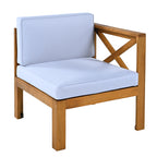 TOPMAX Outdoor Backyard Patio Wood 5-Piece Sectional Sofa Seating Group Set with Cushions, Natural Finish+ Gray Cushions