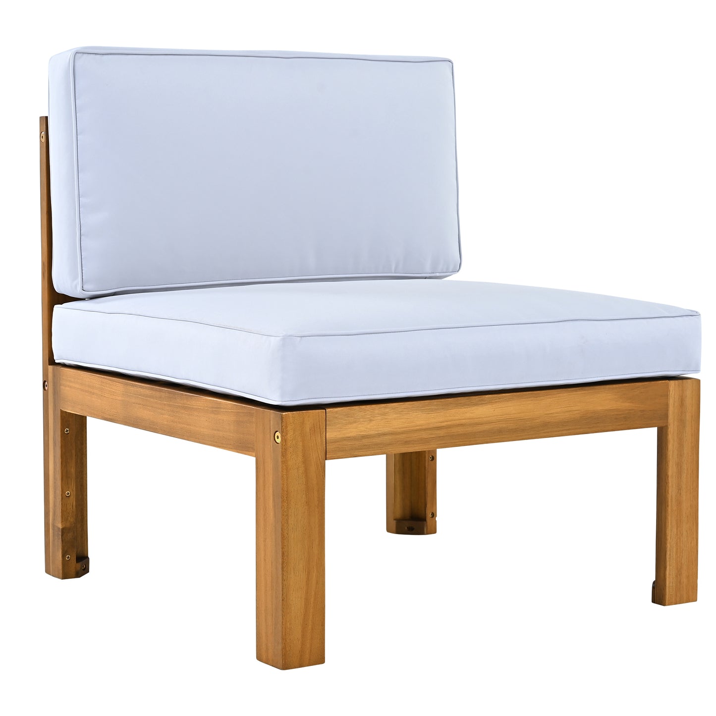 TOPMAX Outdoor Backyard Patio Wood 5-Piece Sectional Sofa Seating Group Set with Cushions, Natural Finish+ Gray Cushions