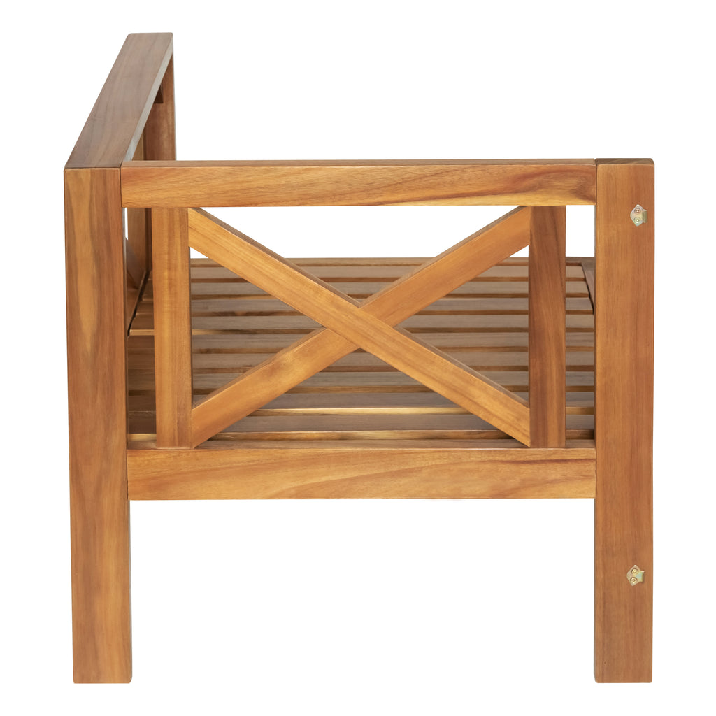 TOPMAX Outdoor Backyard Patio Wood 5-Piece Sectional Sofa Seating Group Set with Cushions, Natural Finish+ Gray Cushions