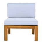 TOPMAX Outdoor Backyard Patio Wood 5-Piece Sectional Sofa Seating Group Set with Cushions, Natural Finish+ Gray Cushions