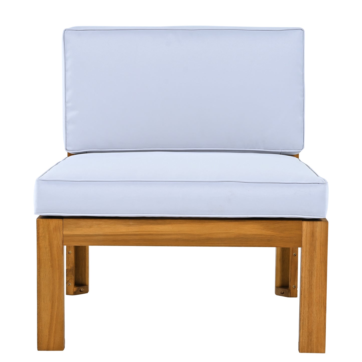 TOPMAX Outdoor Backyard Patio Wood 5-Piece Sectional Sofa Seating Group Set with Cushions, Natural Finish+ Gray Cushions