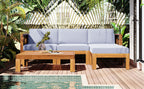TOPMAX Outdoor Backyard Patio Wood 5-Piece Sectional Sofa Seating Group Set with Cushions, Natural Finish+ Gray Cushions