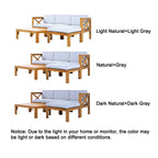 TOPMAX Outdoor Backyard Patio Wood 5-Piece Sectional Sofa Seating Group Set with Cushions, Natural Finish+ Gray Cushions