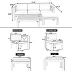 TOPMAX Outdoor Backyard Patio Wood 5-Piece Sectional Sofa Seating Group Set with Cushions, Natural Finish+ Gray Cushions