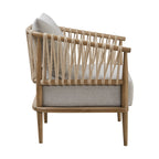 Arm Chair with Open Weave Jute Twine Rope Design in Natural Solid Wood Accent Chair