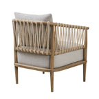 Arm Chair with Open Weave Jute Twine Rope Design in Natural Solid Wood Accent Chair