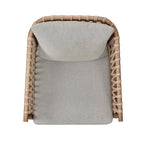 Arm Chair with Open Weave Jute Twine Rope Design in Natural Solid Wood Accent Chair