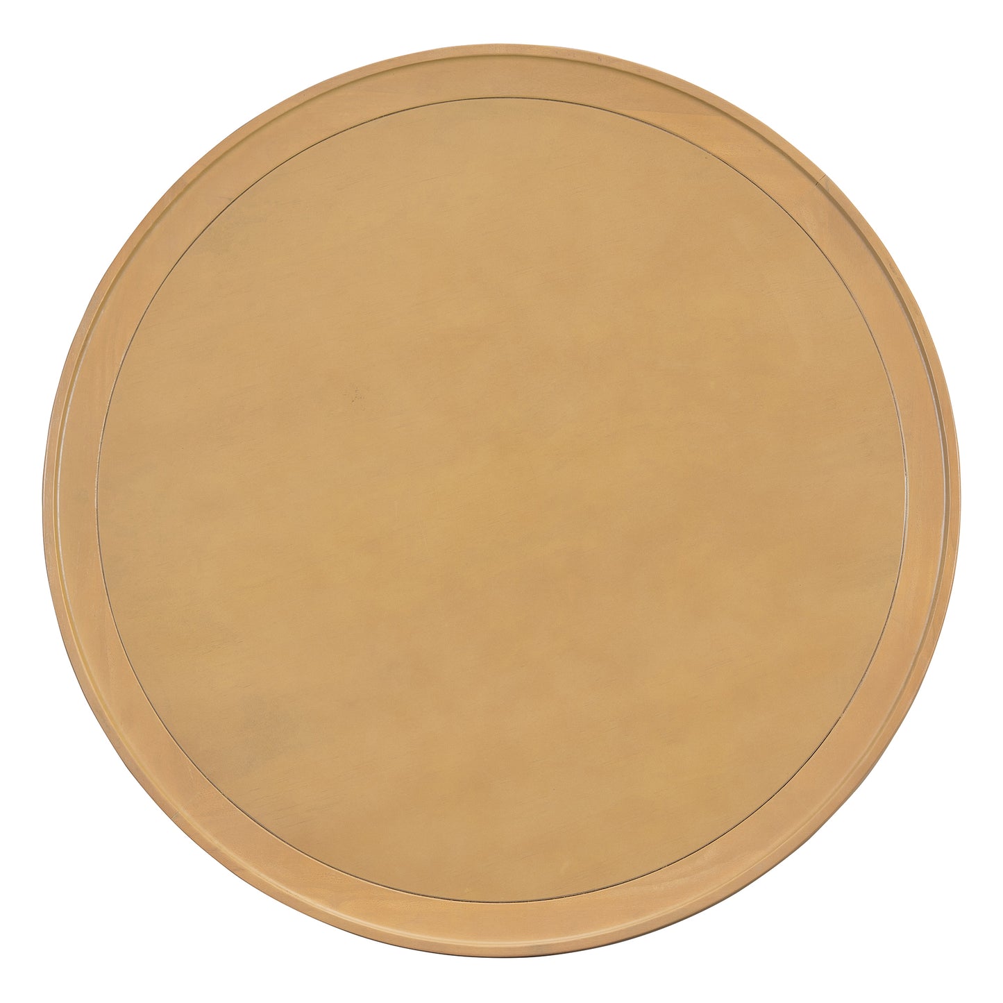 2-Tiered Round Natural Wood Coffee Table with Storage Rattan Base in 31.3''