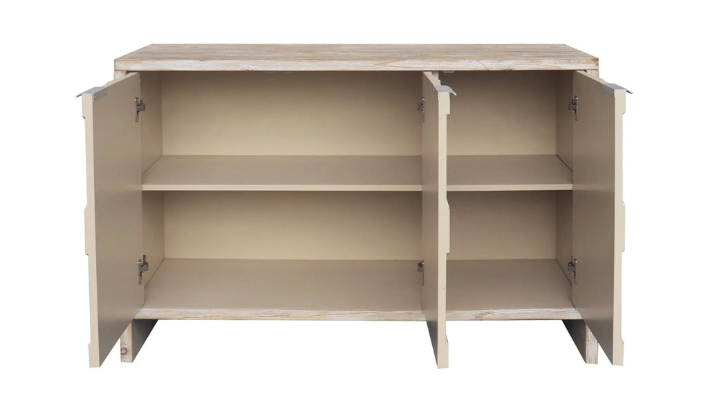 Accent Cabinet Farmhouse Style 3 Door Wooden Cabinet Sideboard Buffet Server Cabinet Storage Cabinet, for Living Room, Entryway, Hallway, Office, Kitchen and Dining Room, Natural Wood Wash - Groovy Boardz