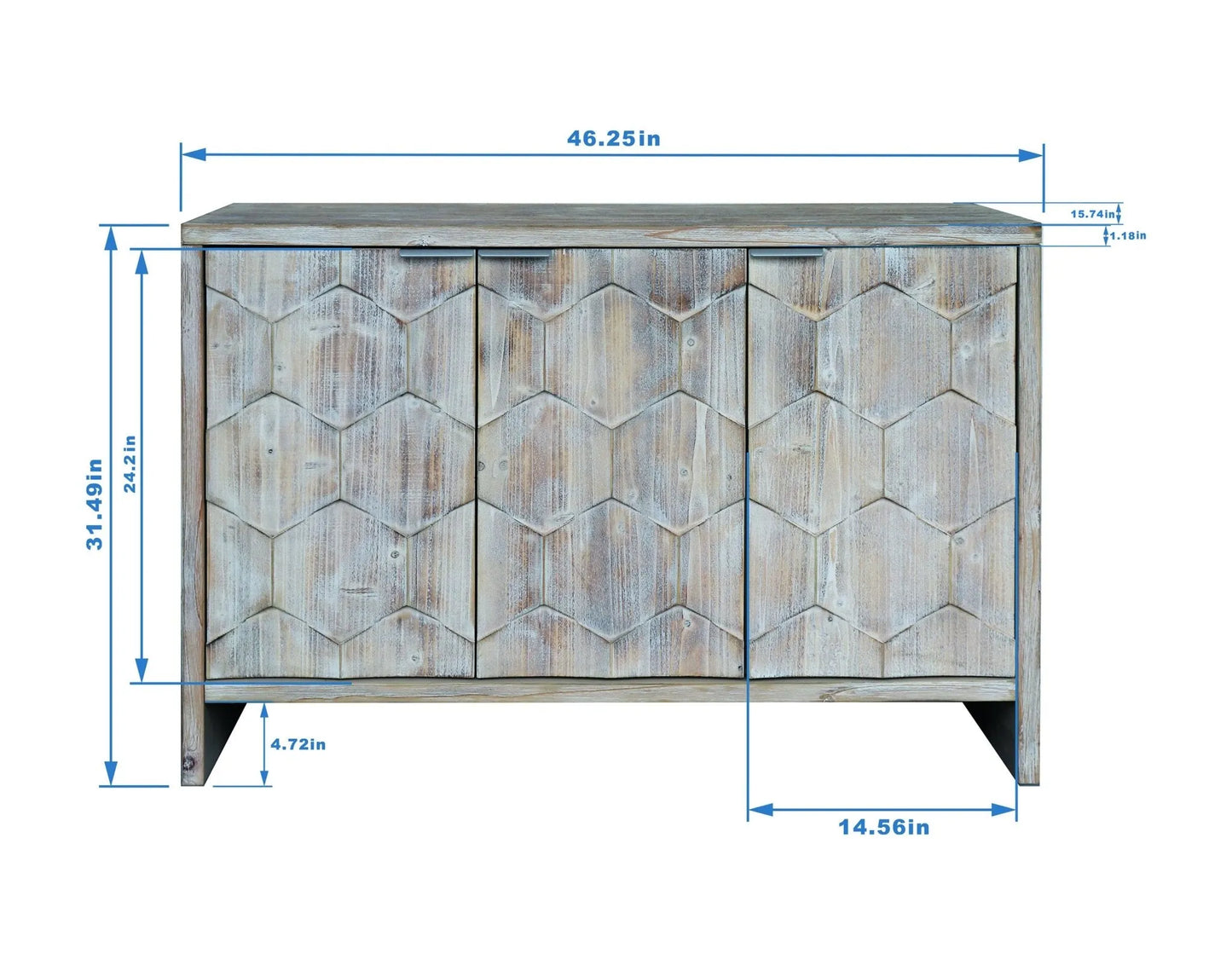 Accent Cabinet Farmhouse Style 3 Door Wooden Cabinet Sideboard Buffet Server Cabinet Storage Cabinet, for Living Room, Entryway, Hallway, Office, Kitchen and Dining Room, Natural Wood Wash - Groovy Boardz