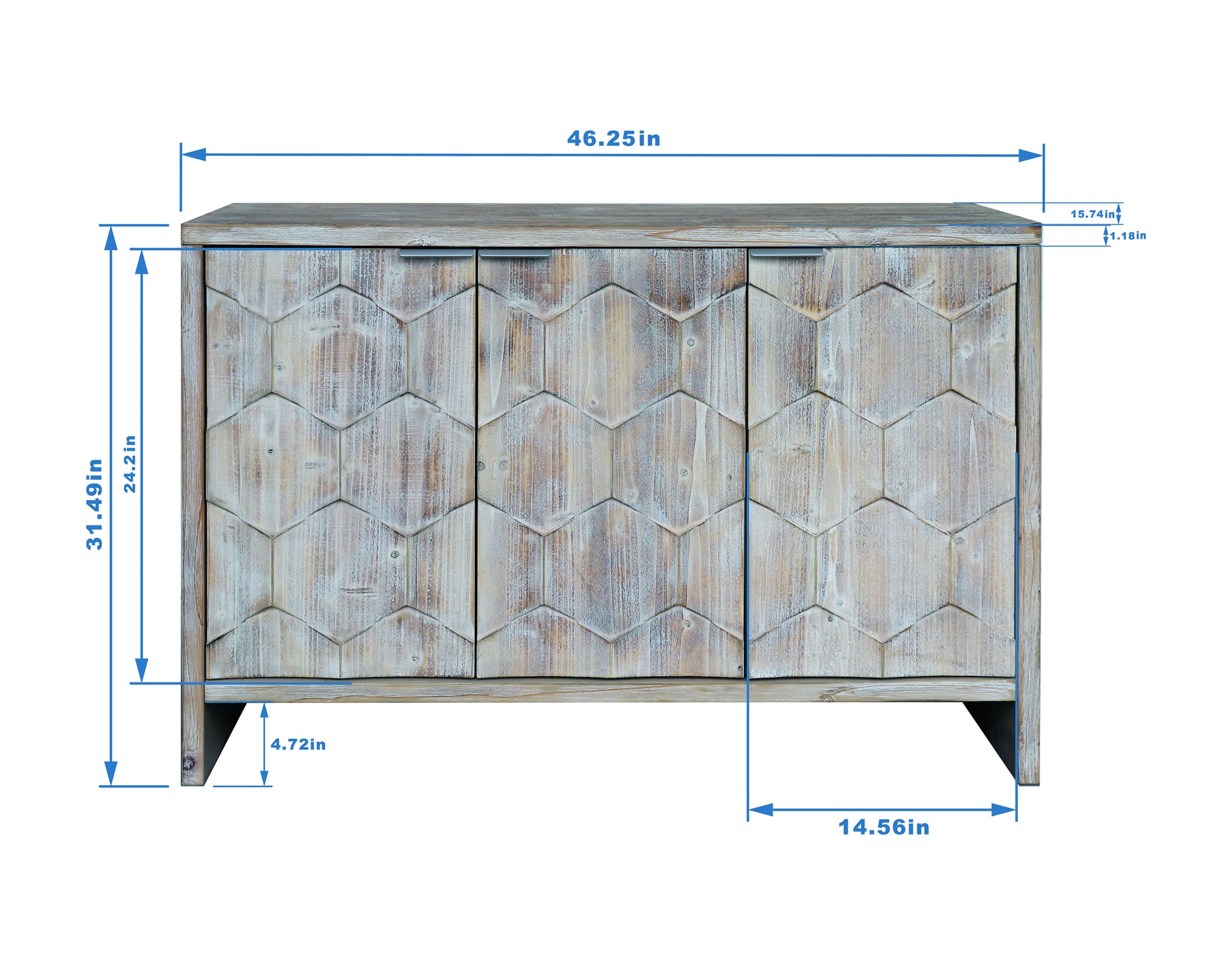 Accent Cabinet Farmhouse Style 3 Door Wooden Cabinet Sideboard Buffet Server Cabinet Storage Cabinet, for Living Room, Entryway, Hallway, Office, Kitchen and Dining Room, Natural Wood Wash