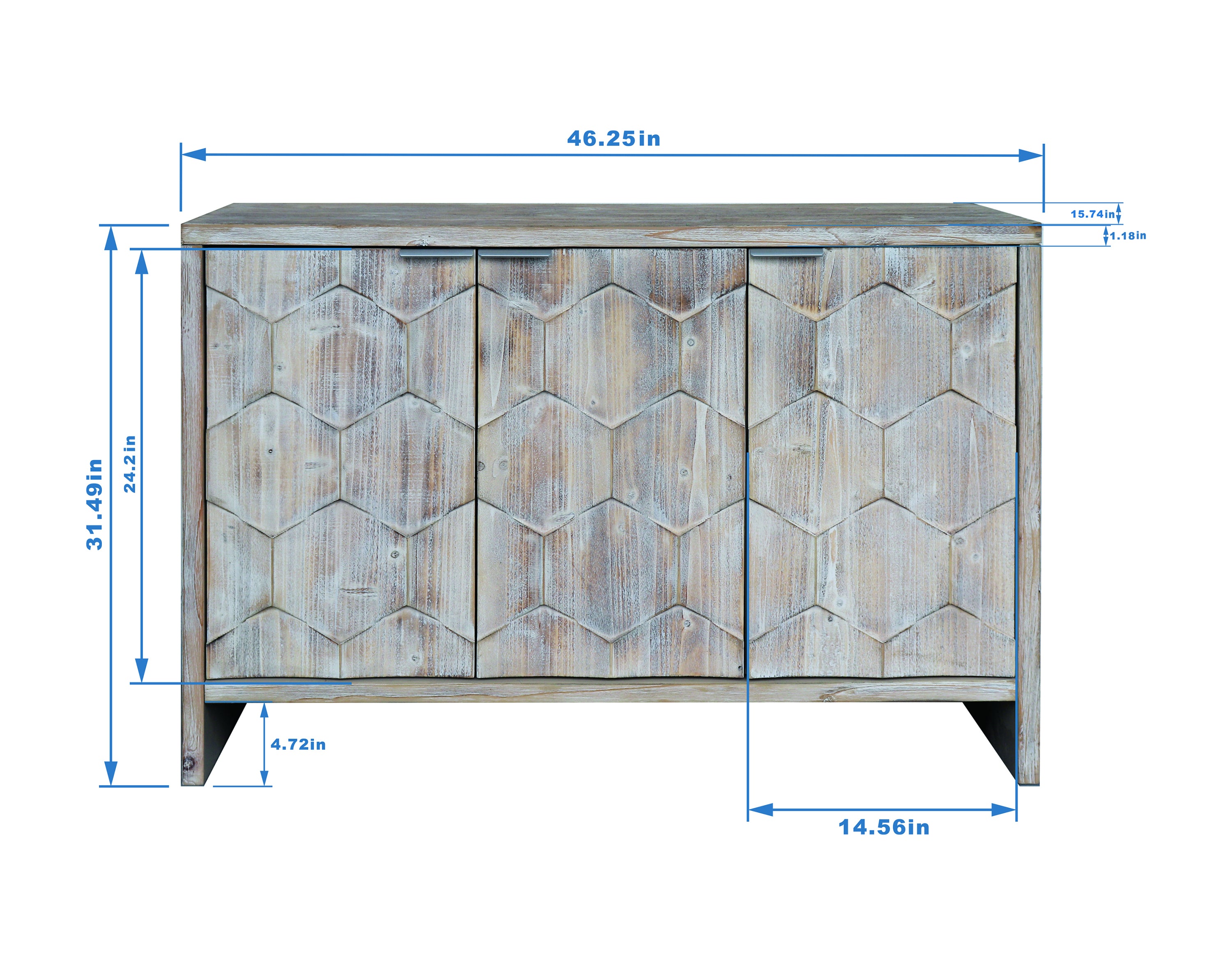 Accent Cabinet Farmhouse Style 3 Door Wooden Cabinet Sideboard Buffet Server Cabinet Storage Cabinet, for Living Room, Entryway, Hallway, Office, Kitchen and Dining Room, Natural Wood Wash