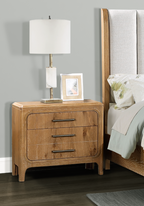 1pc Natural Wood Finish Three Drawer Nightstand Wooden Bedroom Furniture