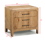1pc Natural Wood Finish Three Drawer Nightstand Wooden Bedroom Furniture