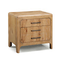 1pc Natural Wood Finish Three Drawer Nightstand Wooden Bedroom Furniture