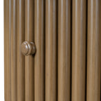 Round Coffee Table for Living Room in Natural, Farmhouse Coffee Table with a Drawer, Center Table with Vertical Slat Base in 30.5'