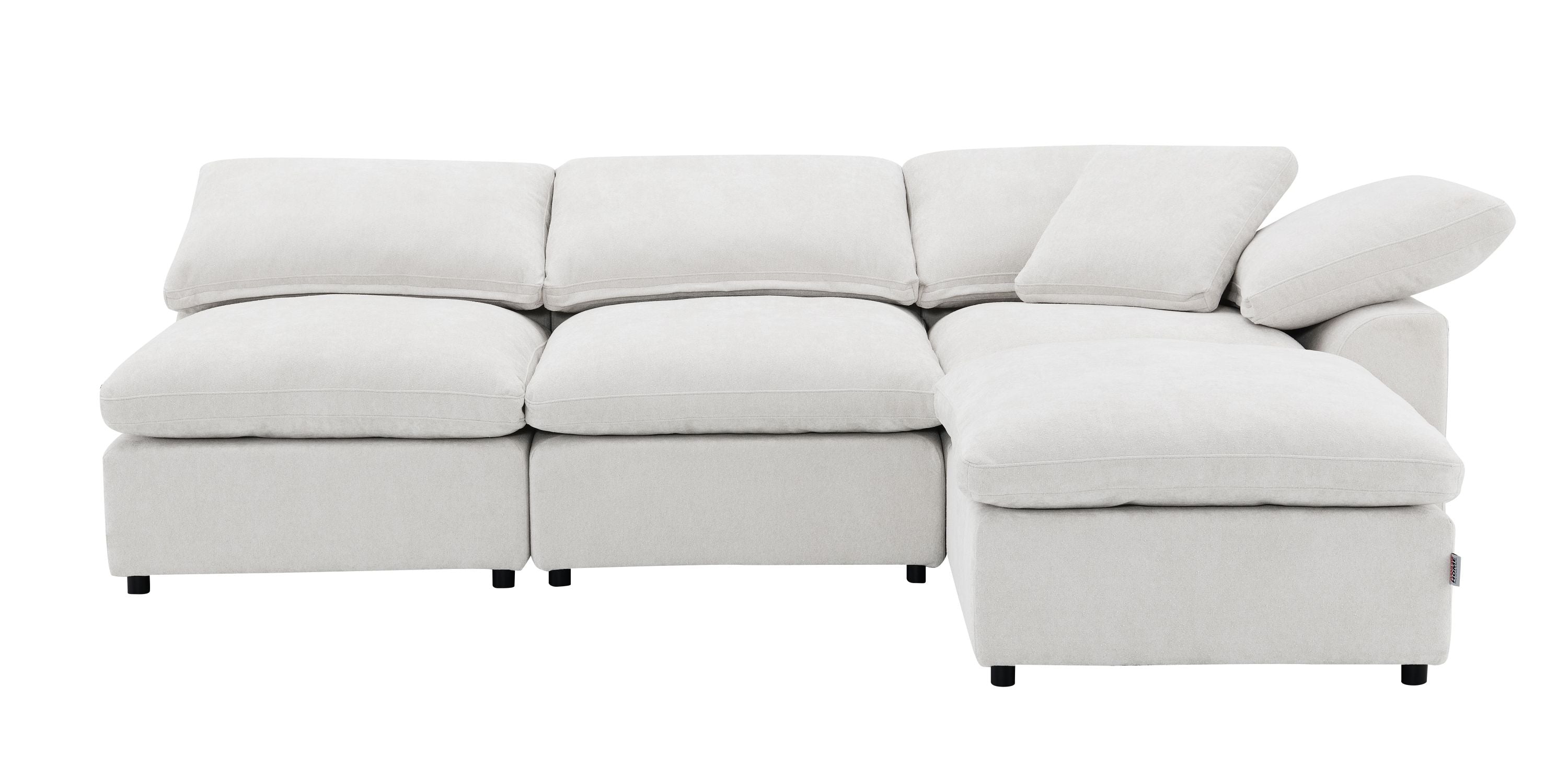 Naveen Ivory Linen 4Pcs Modular Sectional w/Ottoman