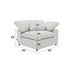 Naveen Ivory Linen 4Pcs Modular Sectional w/Ottoman